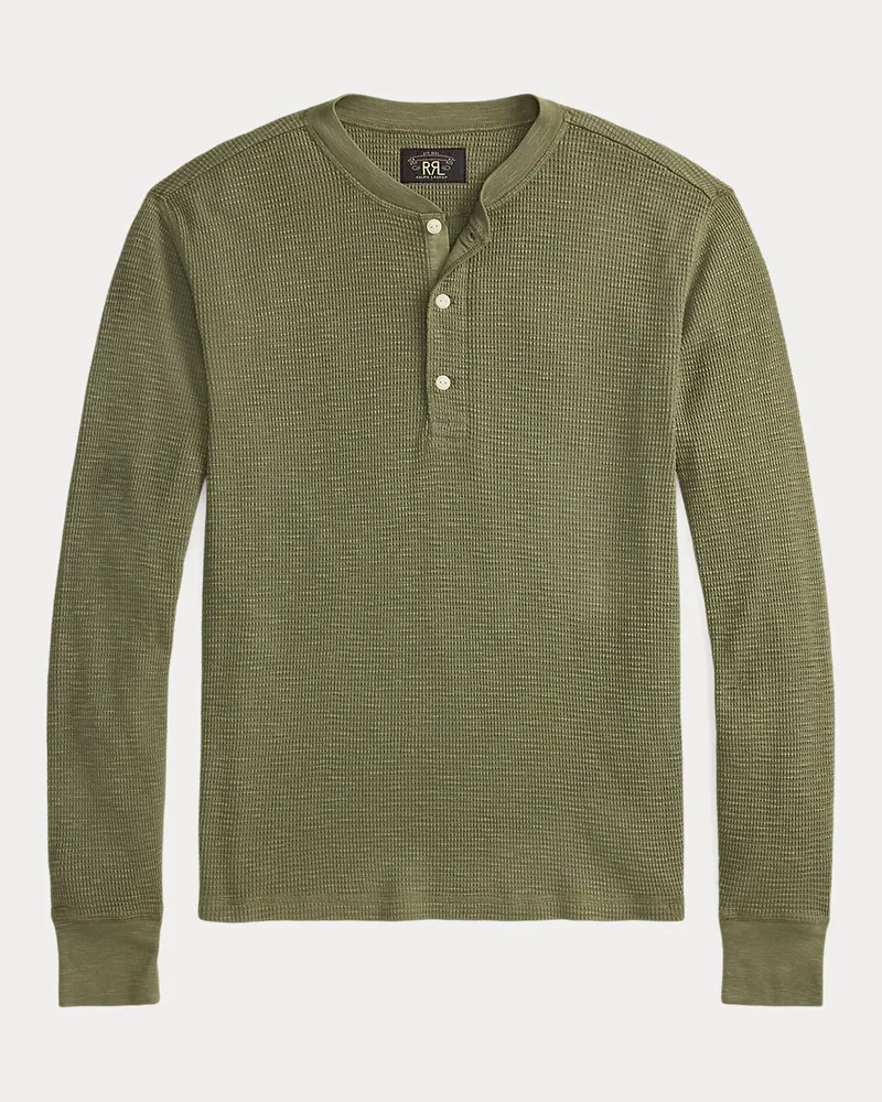 Ralph Lauren Gefärbtes Henley aus Waffelpiqué Green