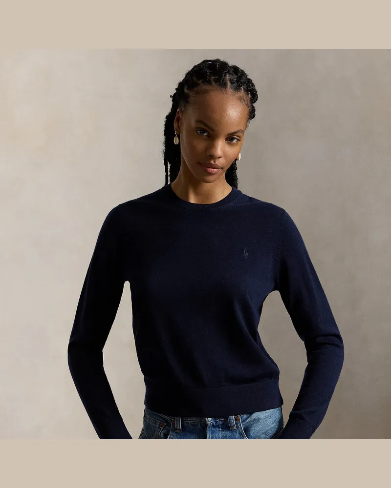 Ralph Lauren Wollpullover mit Rundhalsausschnitt Blue