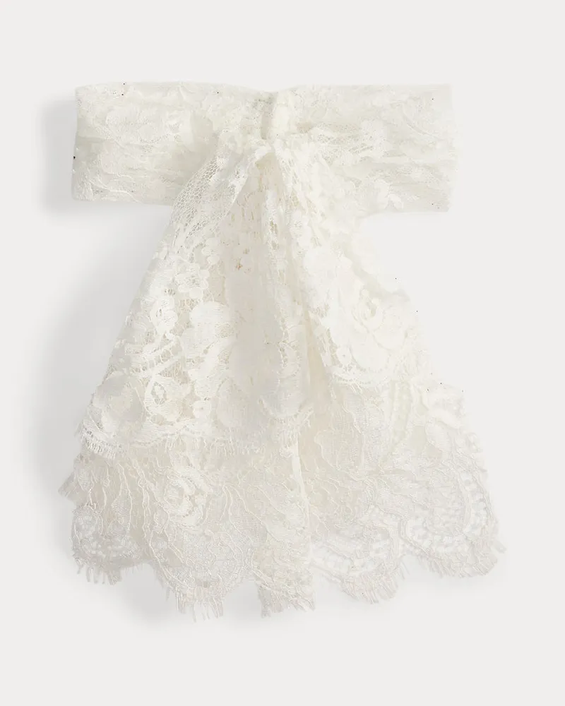 Ralph Lauren Jabot aus Blumenspitze Cream
