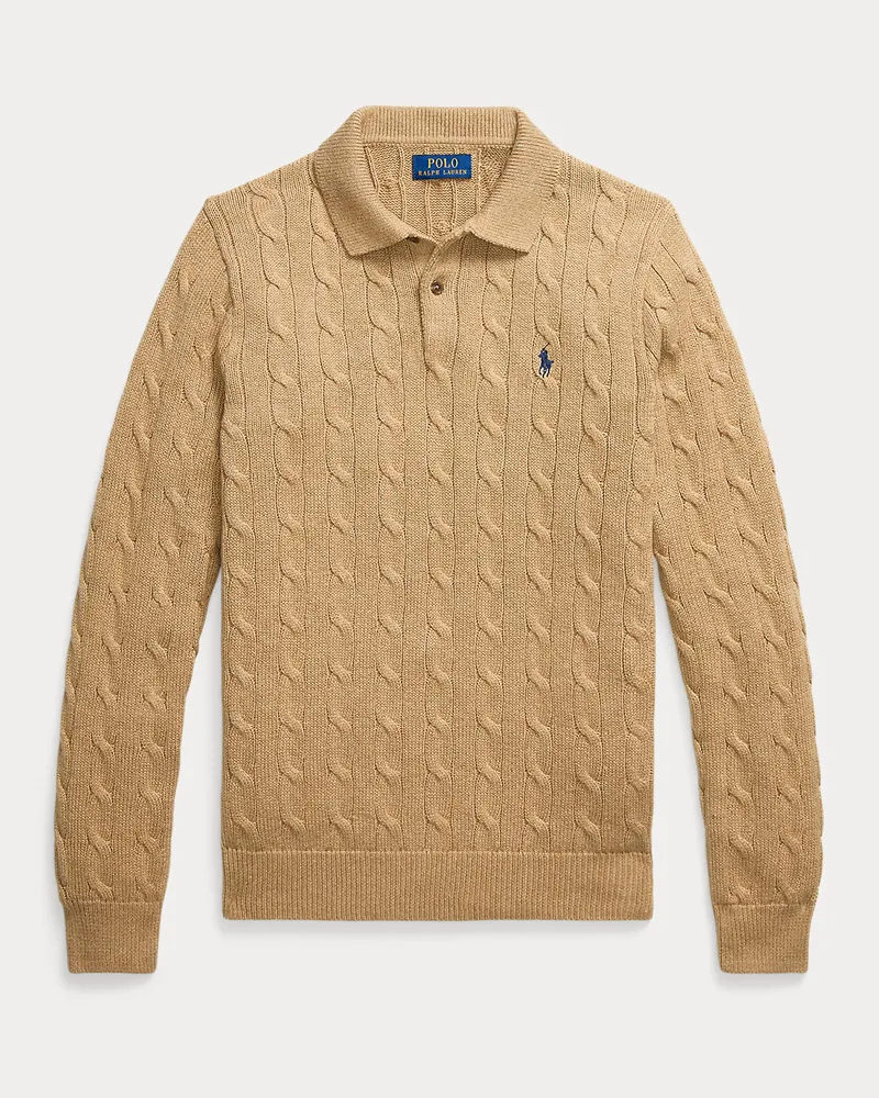 Ralph Lauren Pullover mit Polokragen und Zopfmuster Brown