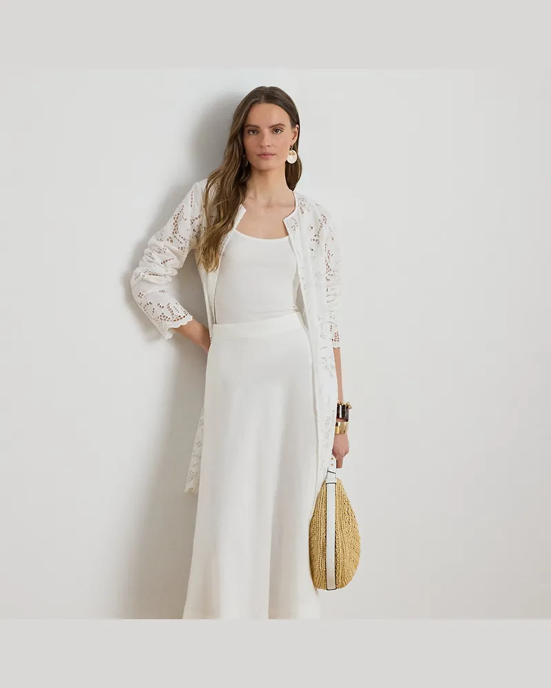 Ralph Lauren Tunikajacke mit Paisley-Lochstickerei White