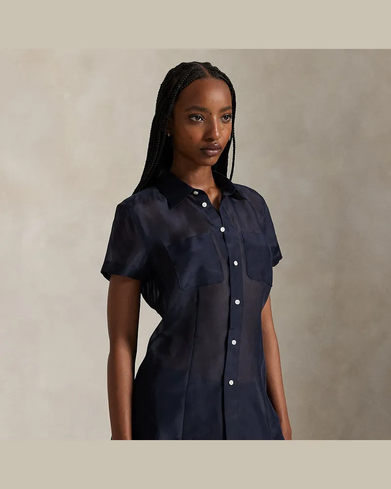 Ralph Lauren Hemdbluse aus Seidenorganza Blue
