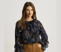 Geblümte Georgettebluse mit Rüschen
