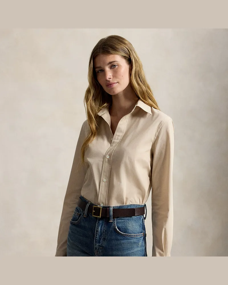 Ralph Lauren Stretch-Slim-Fit Fil-à-Fil-Baumwollhemd Tan