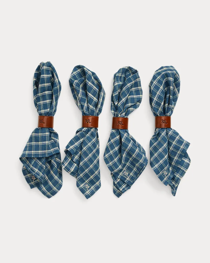 Ralph Lauren Home Kariertes Serviettenset mit Lederringen Multi
