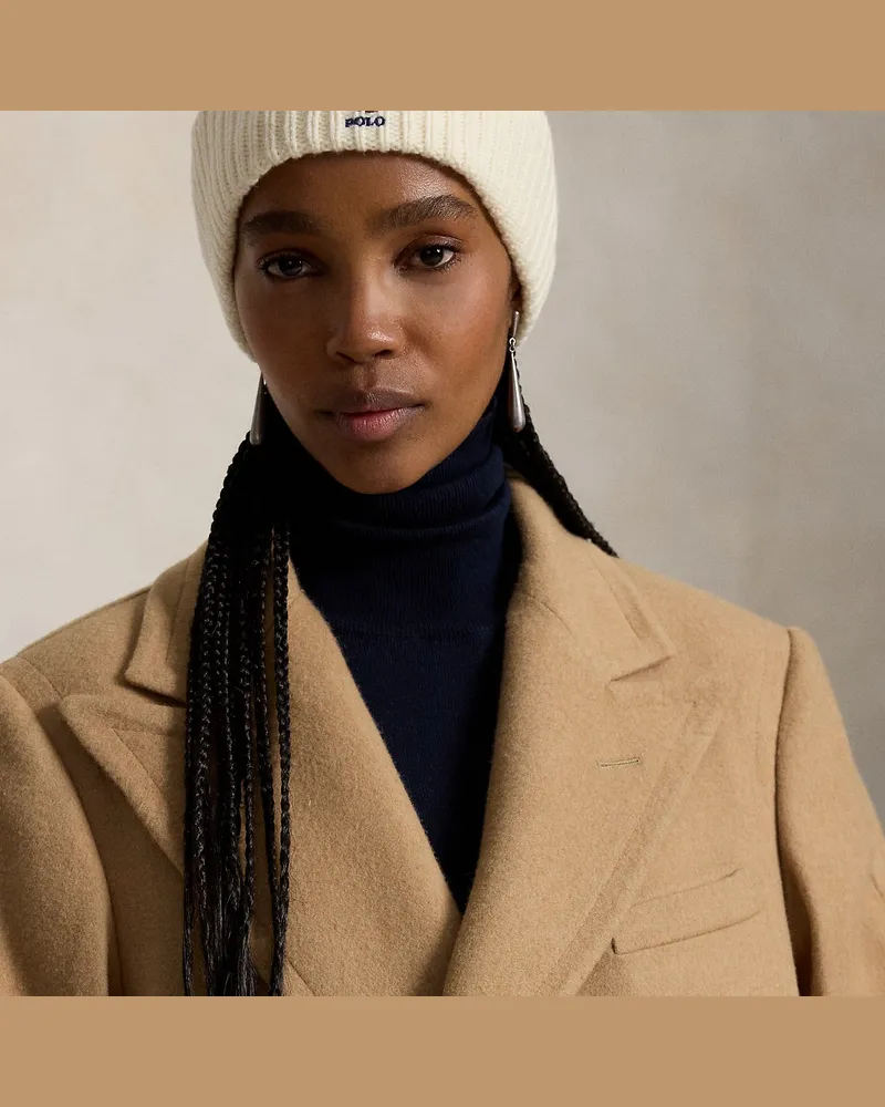 Ralph Lauren Mütze mit Zopfmuster und Polo Bear Cream