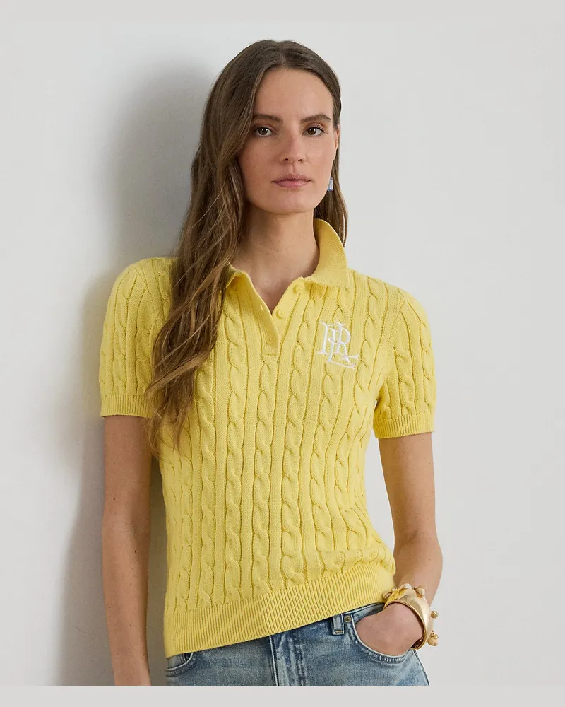 Ralph Lauren Polo-Pullover mit Zopfmuster Yellow