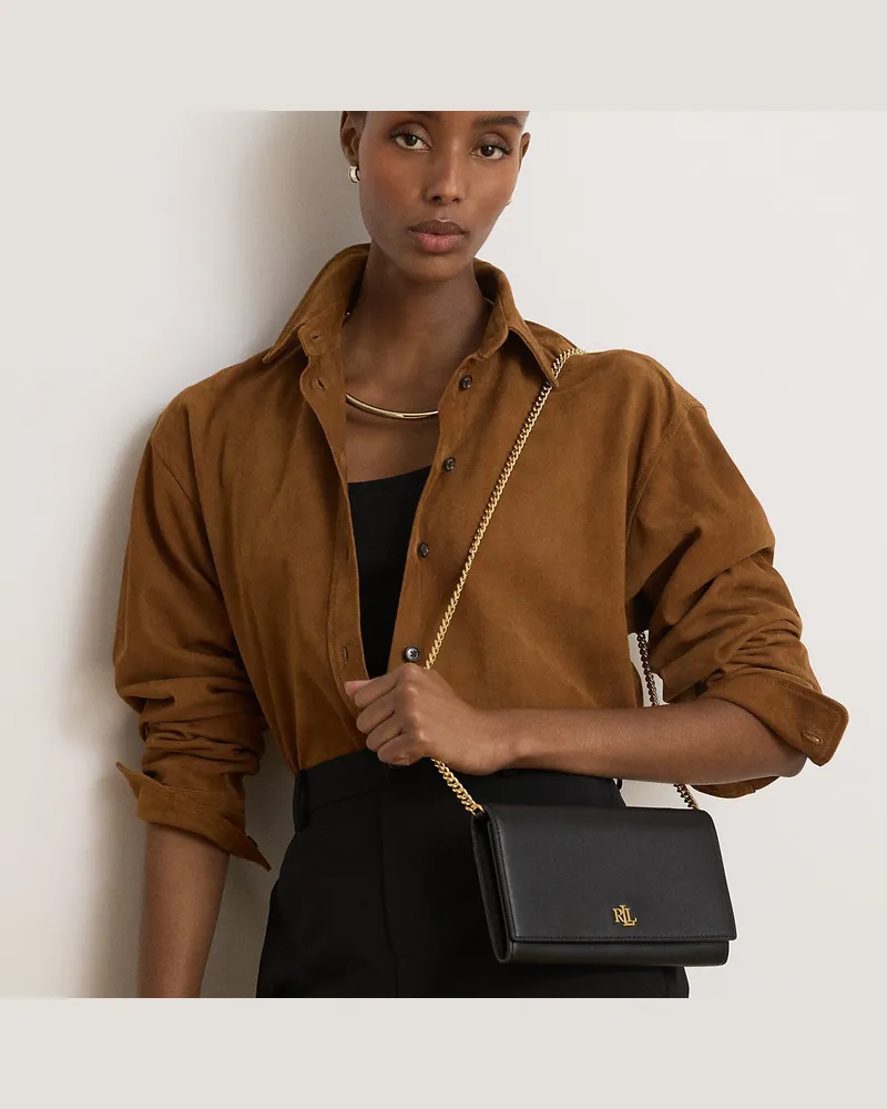 Ralph Lauren Mittelgroße Leder-Umhängetasche Adair II Black