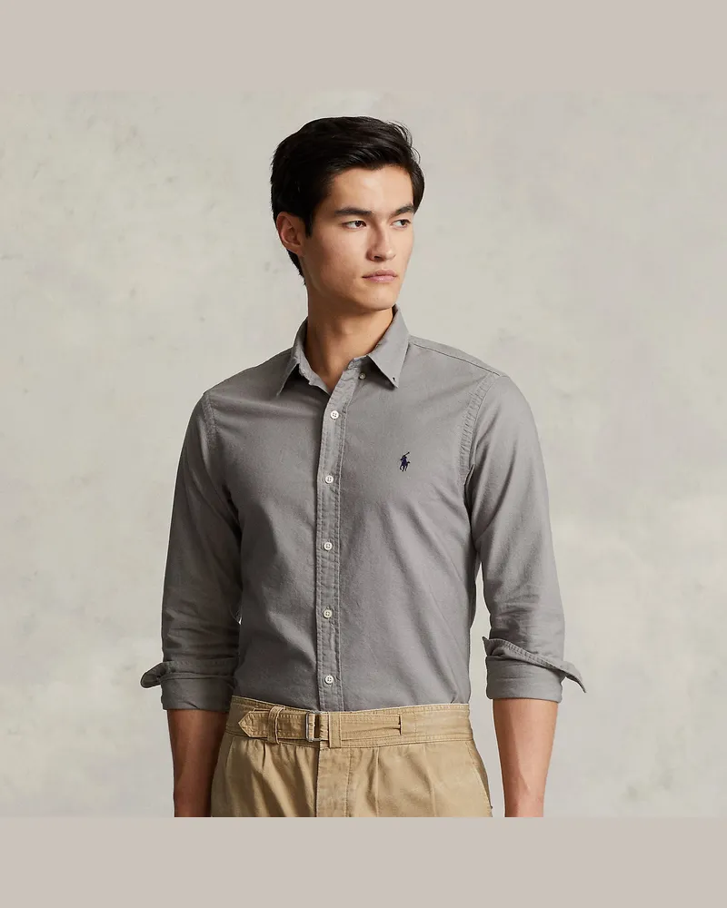 Ralph Lauren Gefärbtes Slim-Fit Oxfordhemd Grey
