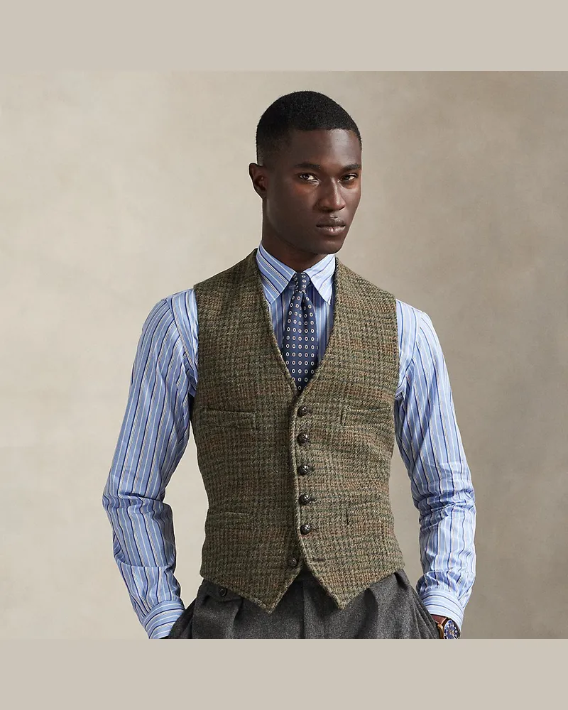 Ralph Lauren Karierte Tweed-Weste Green