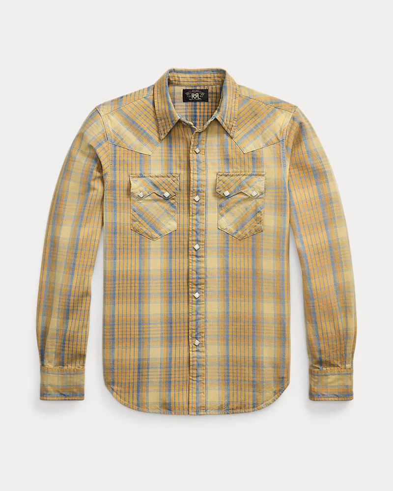 Ralph Lauren Slim-Fit-Westernhemd mit Karomuster Yellow