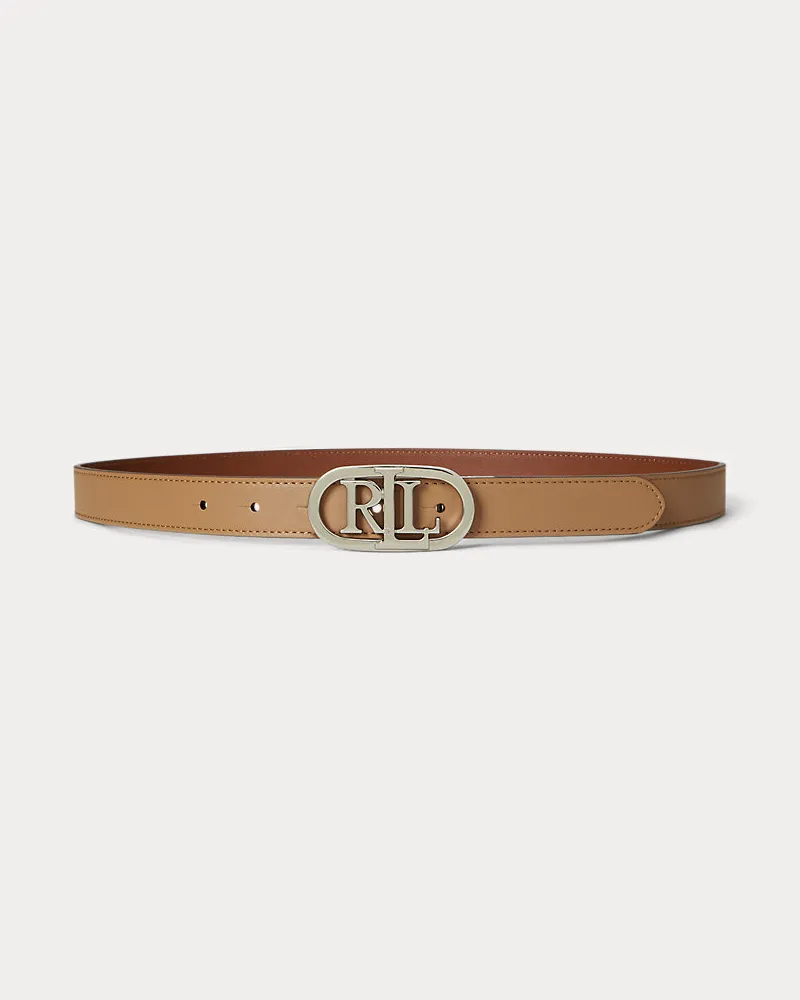 Ralph Lauren Schmaler wendbarer Ledergürtel mit Logo Brown