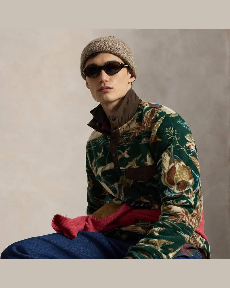 Ralph Lauren Angerauter Fleecepullover mit Entenmotiv Green