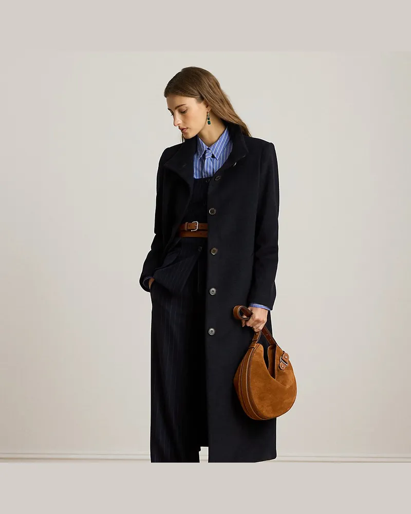 Ralph Lauren Mantel aus Wollmischung mit Tunnelkragen Blue