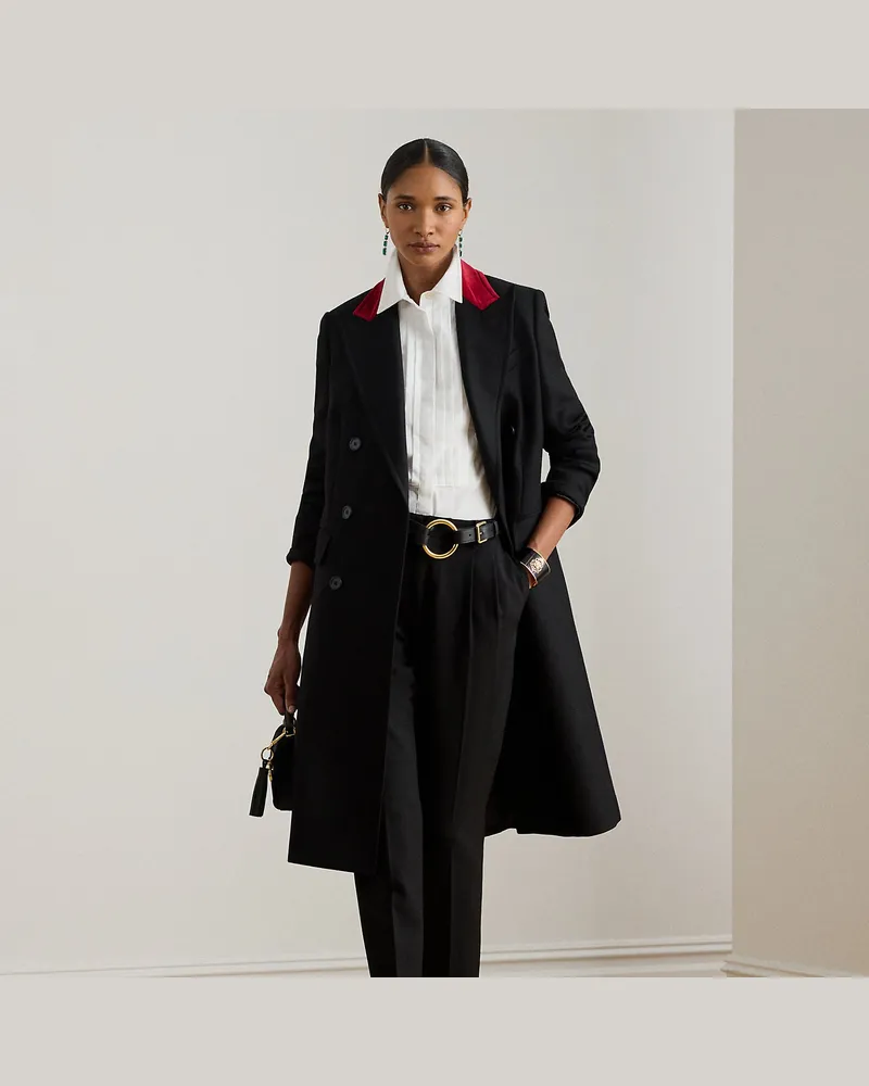 Ralph Lauren Zweifarbiger Mantel aus Trikotine Black