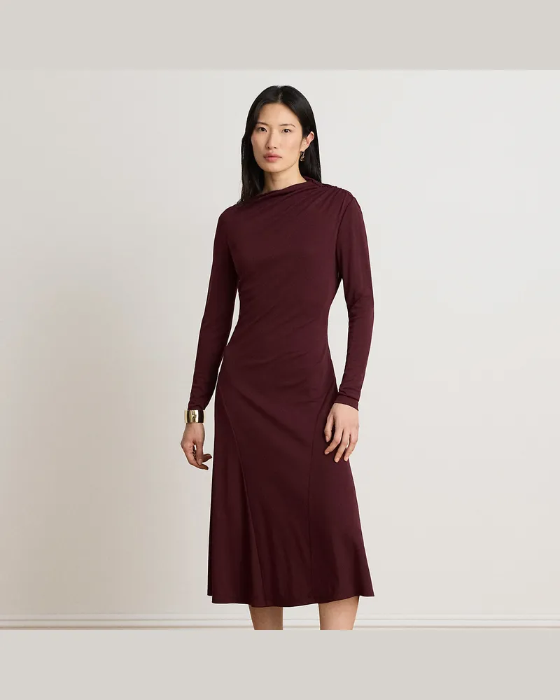 Ralph Lauren Asymmetrisches Stretchjersey-Midikleid Red
