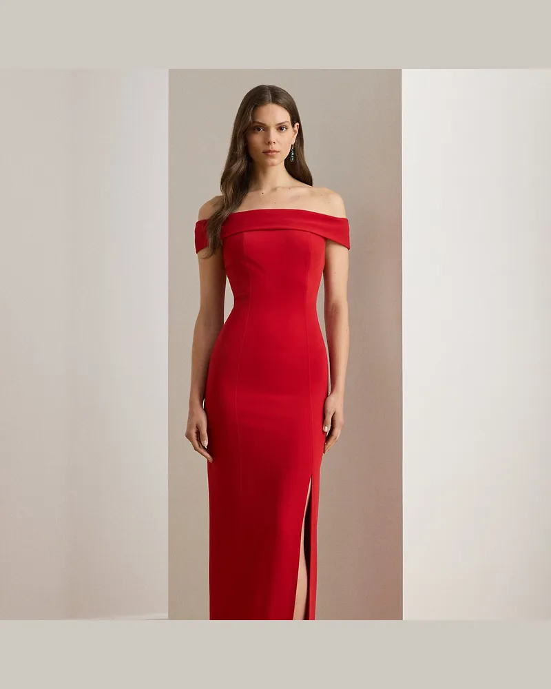Ralph Lauren Schulterfreies Crêpe-Abendkleid Red