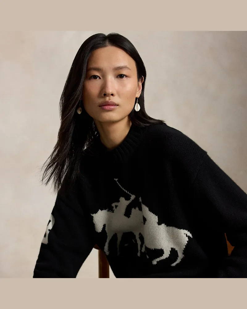 Ralph Lauren Woll-Rundhalspullover mit Grafik Black