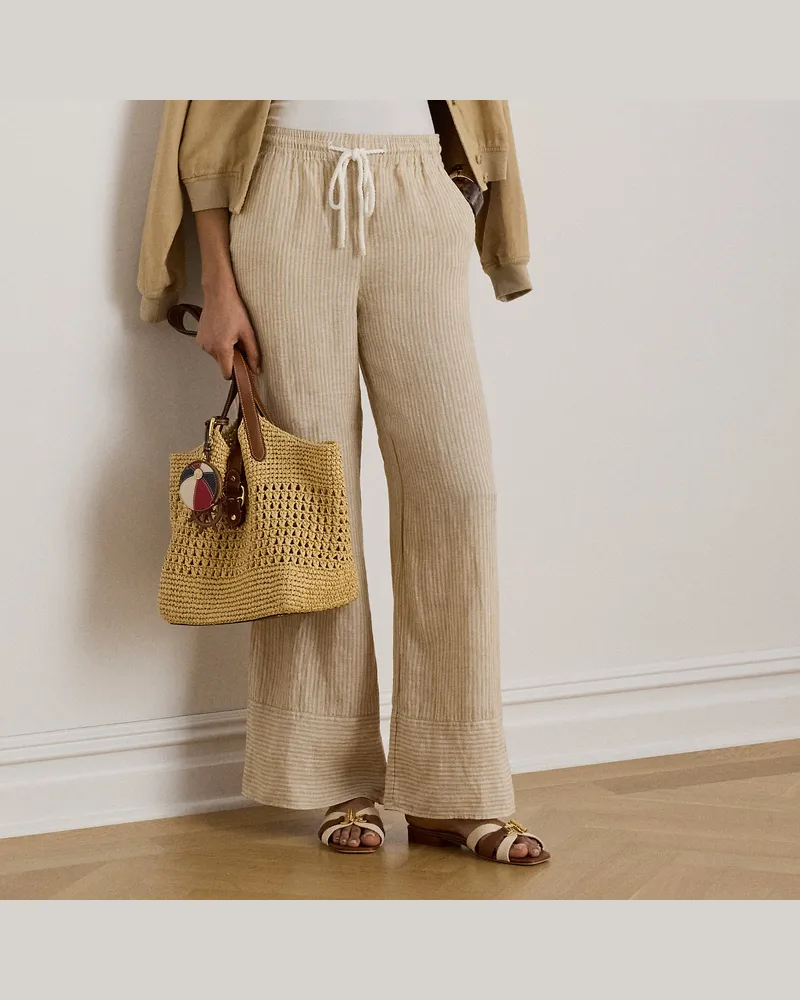 Ralph Lauren Gestreifte Leinenhose mit Schlag Brown