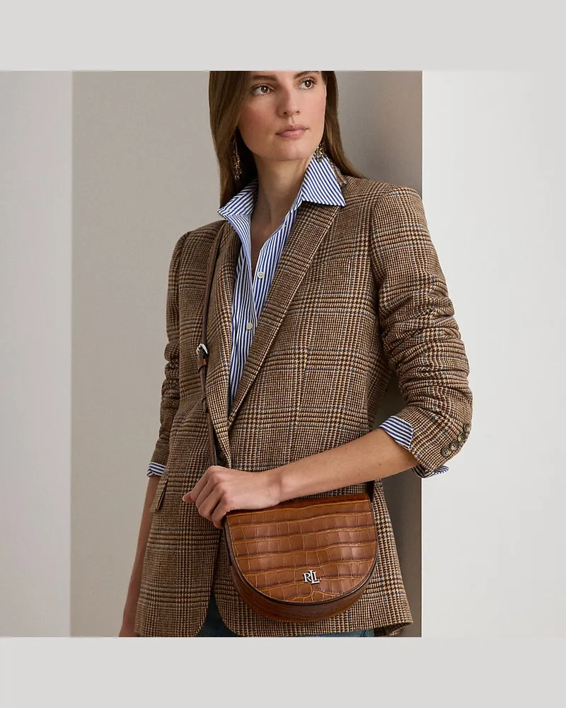 Ralph Lauren Umhängetasche Witley mit Krokodilprägung Brown