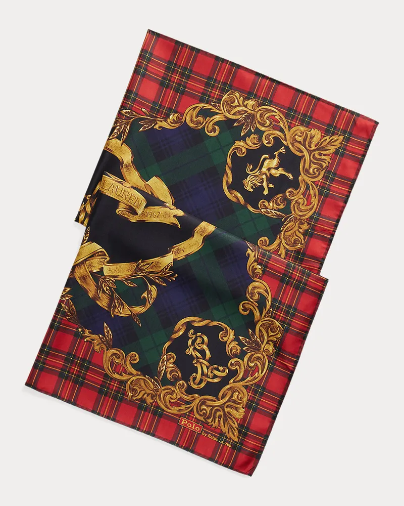 Ralph Lauren Schal aus Seidentwill mit Wappen Red
