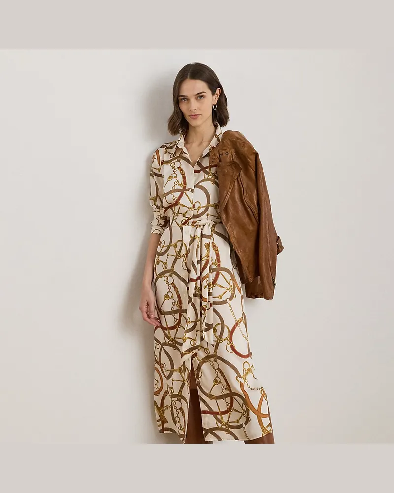 Ralph Lauren Plus Größen - Twill-Hemdkleid mit Gürteldruck White