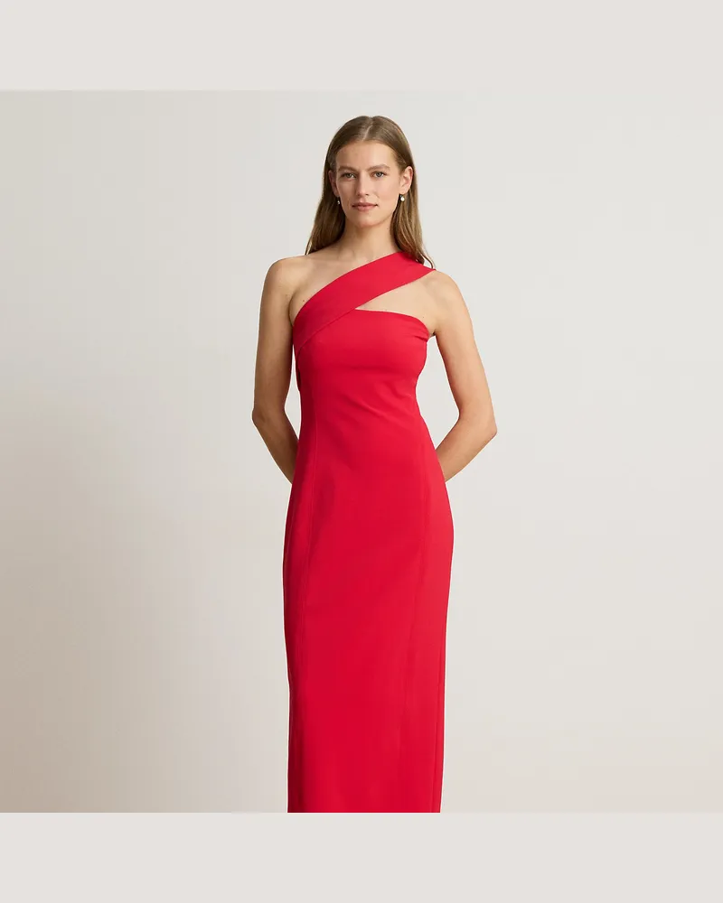 Ralph Lauren Einschultriges Abendkleid aus Faille Red