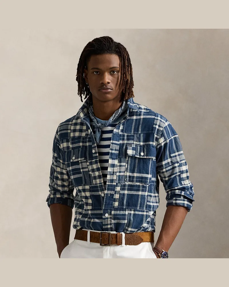 Ralph Lauren Classic-Fit Patchwork-Arbeitshemd Blue