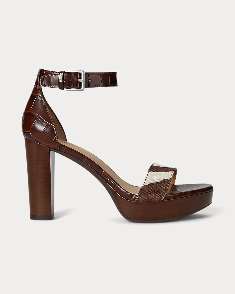 Ralph Lauren Sandale Sylvia mit Zebramuster-Besatz Brown