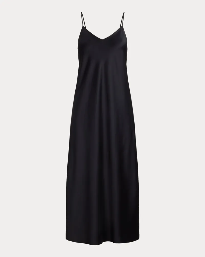 Ralph Lauren Satinnachthemd mit V-Ausschnitt Black