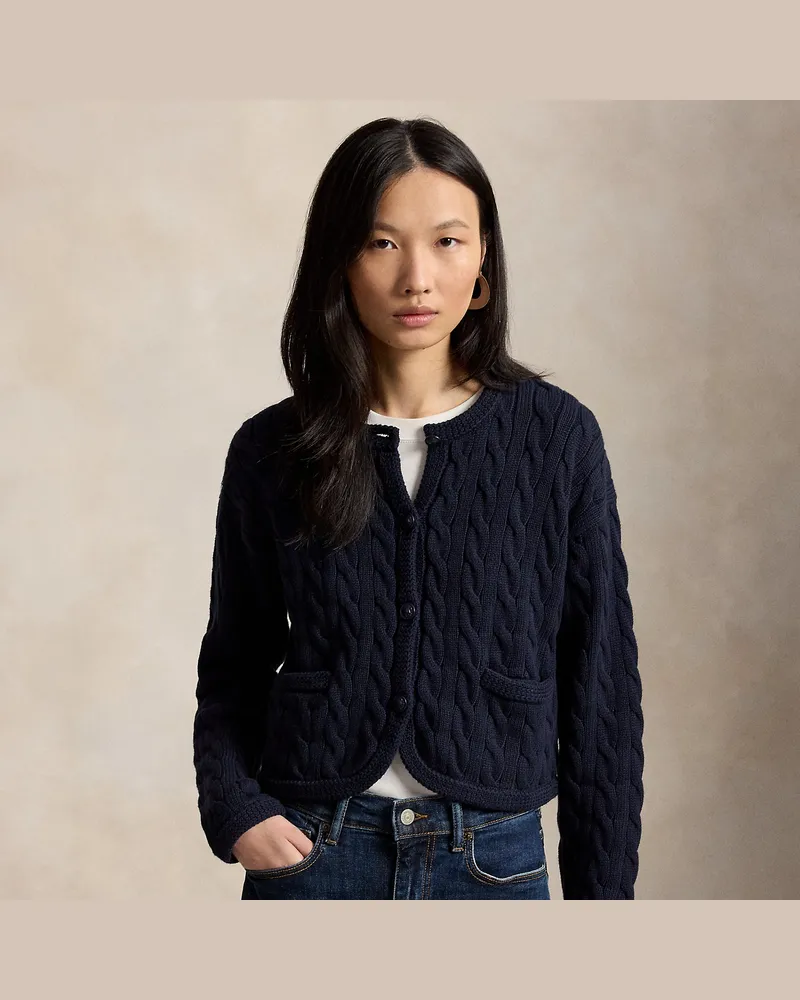 Ralph Lauren Strickjacke mit Zopfmuster Blue