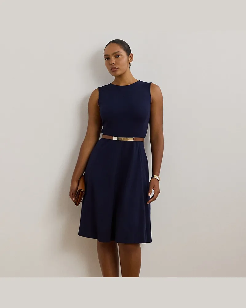 Ralph Lauren Plus Größen - Ärmelloses Kleid aus Ponté Blue