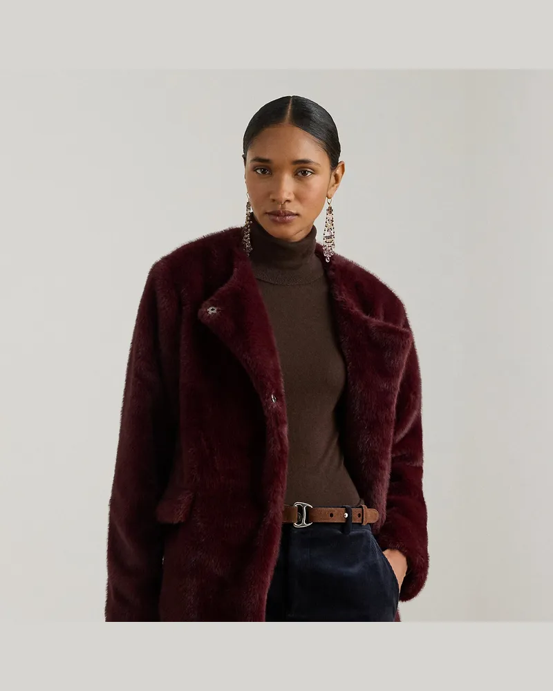 Ralph Lauren Mantel aus Kunstpelz Red