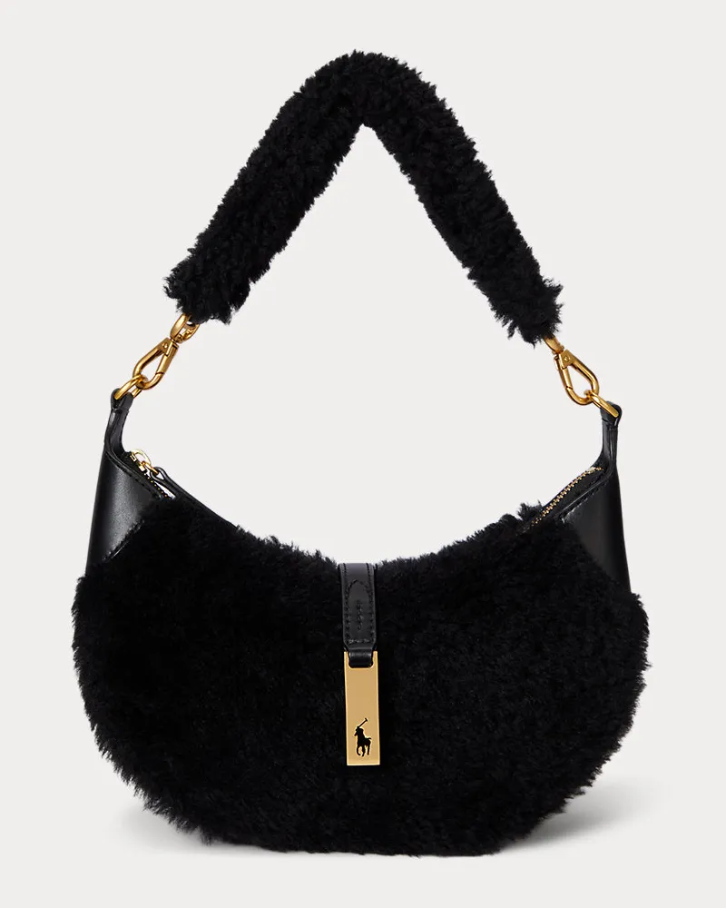 Ralph Lauren Mini-Schultertasche Polo ID aus Lammfell Black