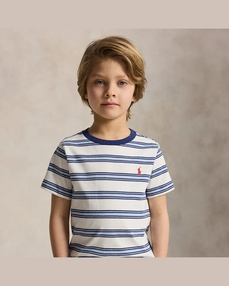 Ralph Lauren Gestreiftes T-Shirt aus Baumwolle White
