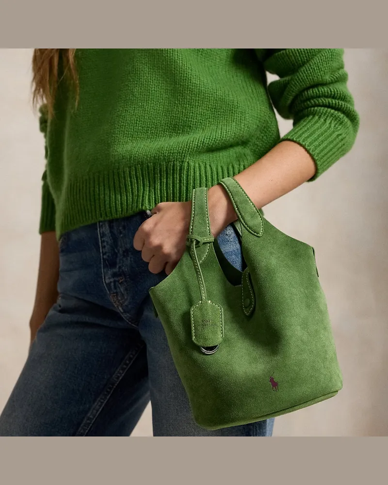 Ralph Lauren Kleine Wildleder-Tragetasche Polo Play Green