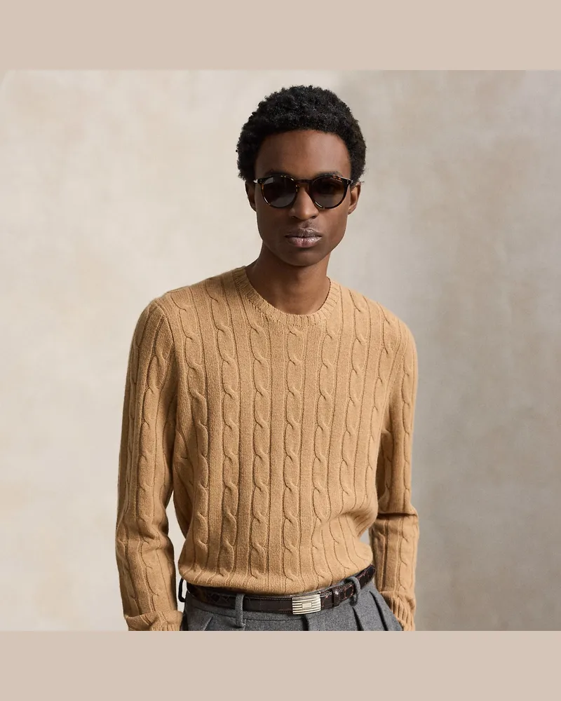 Ralph Lauren Kaschmirpullover mit Zopfmuster Tan