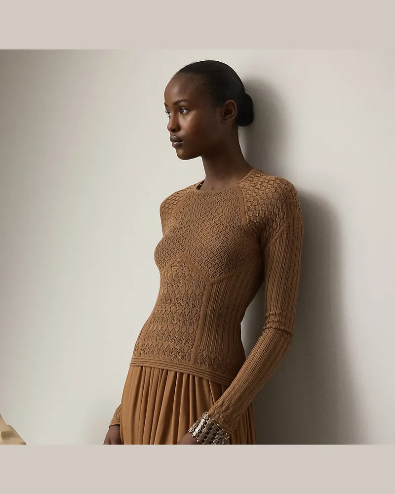 Ralph Lauren Pullover mit Raglanärmeln und Lochmuster Brown