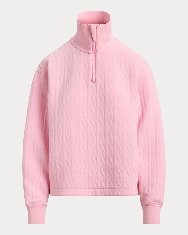 Ralph Lauren Zopfpullover mit Viertelreißverschluss Pink