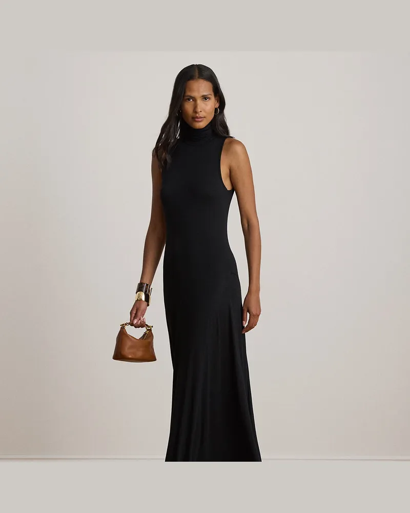 Ralph Lauren Ärmelloses Maxikleid mit Rollkragen Black