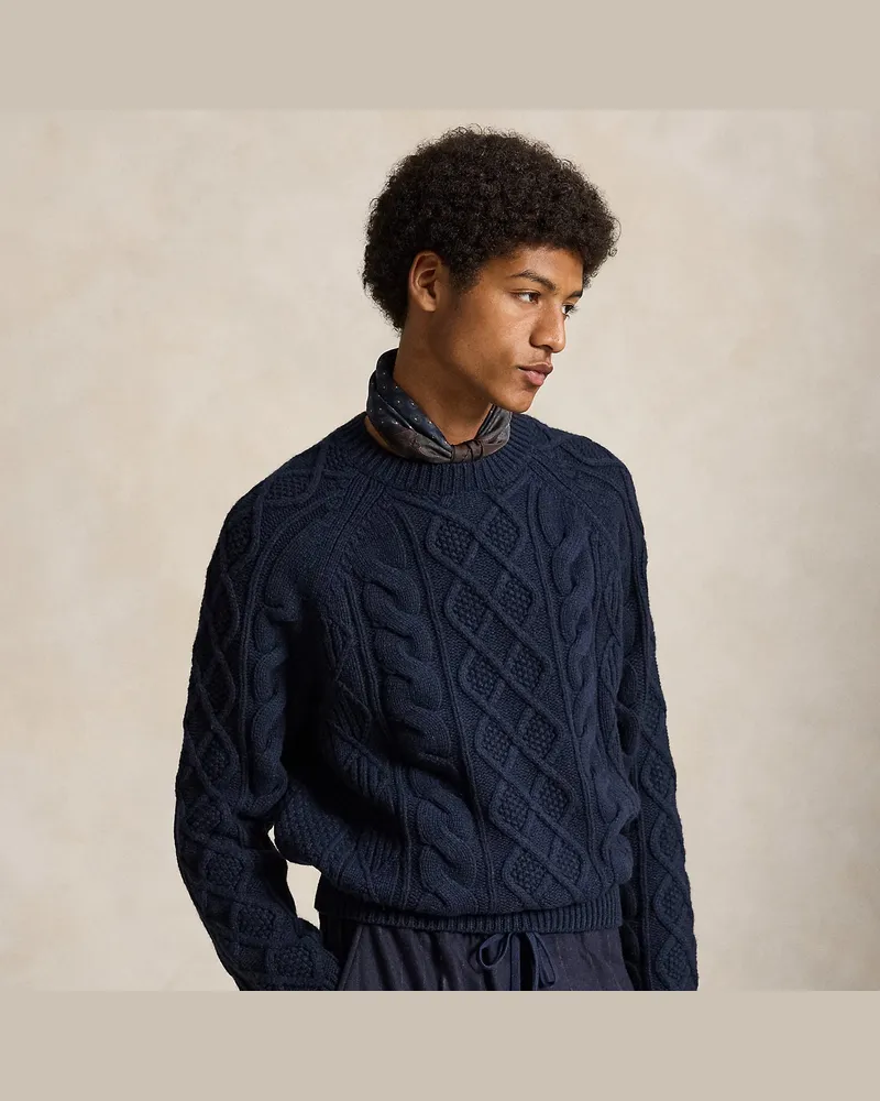 Ralph Lauren Aran-Strickpullover aus Wolle und Alpaka Blue