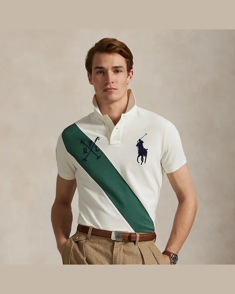 Ralph Lauren Custom-Slim Piqué-Poloshirt mit Big Pony Cream