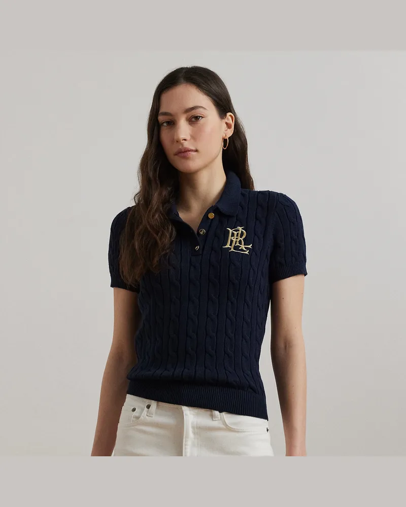 Ralph Lauren Polo-Pullover mit Zopfmuster Blue