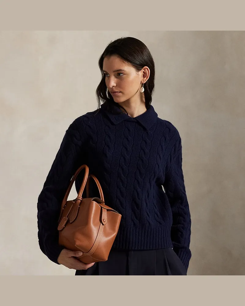 Ralph Lauren Polo-Pullover mit Zopfmuster Blue