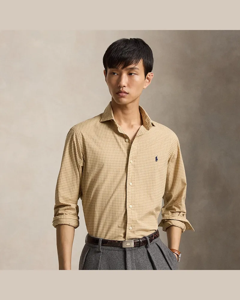 Ralph Lauren Custom-Fit Karohemd aus Popeline Tan