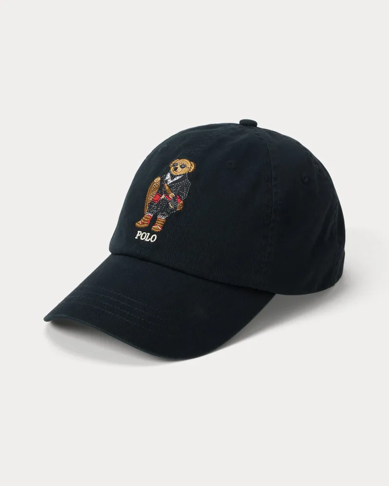 Ralph Lauren Twill-Baseballkappe mit Polo Bear Black