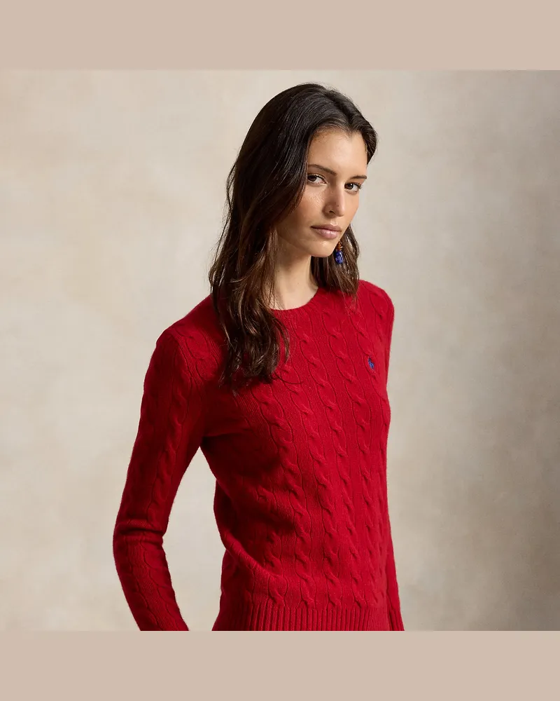 Ralph Lauren Woll-Kaschmir-Pullover mit Zopfmuster Red