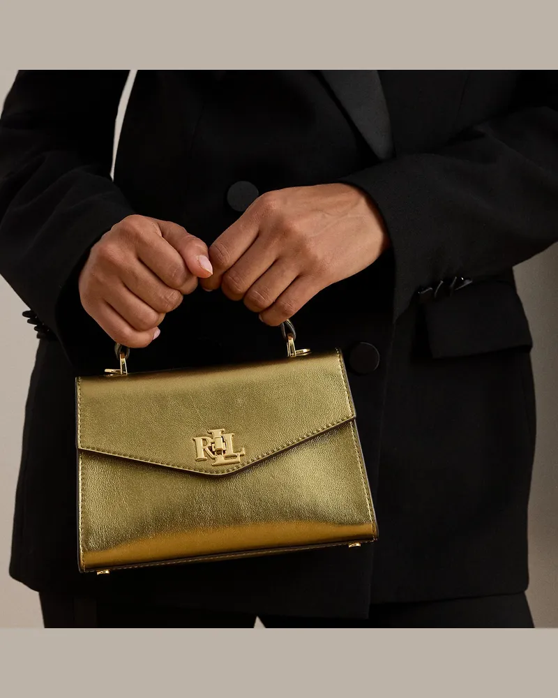 Ralph Lauren Umhängetasche Farrah aus Metallic-Leder Gold