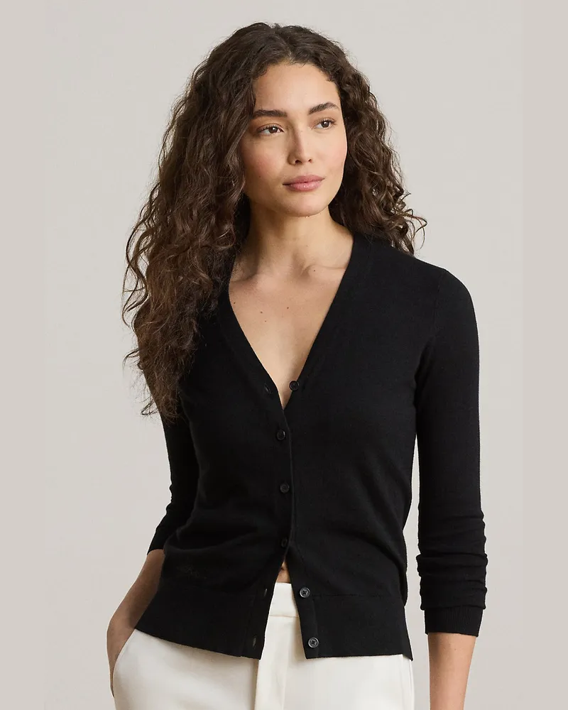 Ralph Lauren Baumwoll-Modal-Cardigan mit V-Ausschnitt Black