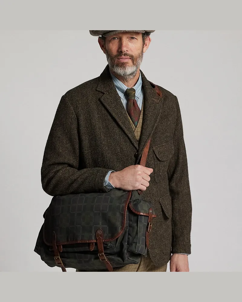 Ralph Lauren Wachstuch-Umhängetasche mit Karomuster Blue
